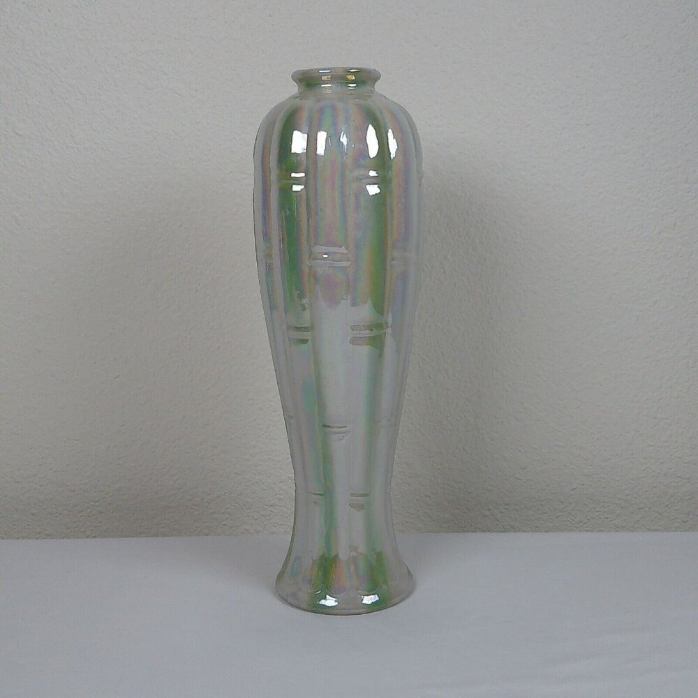 Iridescent Bamboo Motif 11.5" tall Centerpiece Vase Decorative Display Flower